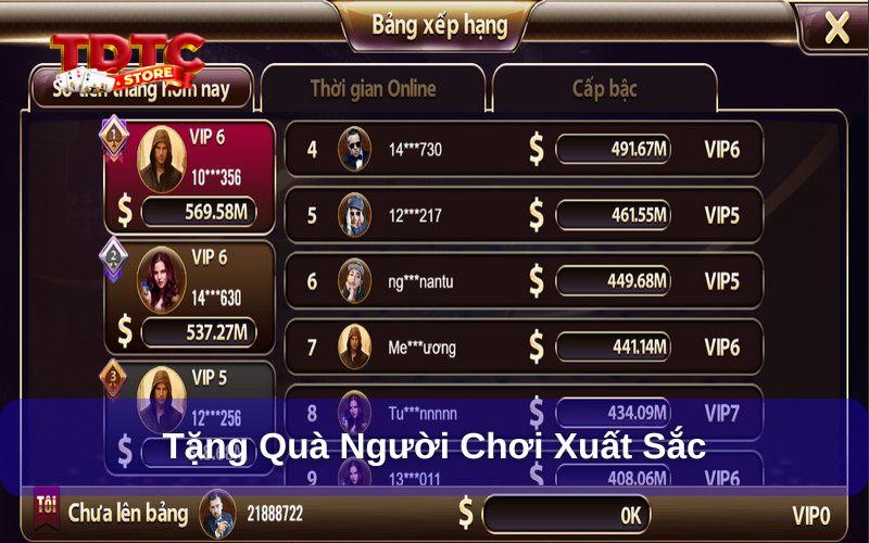 Bảng xếp hạng Thiên Đường Trò Chơi vinh danh người giỏi 6 Sự kiện tặng quà người chơi game giỏi
