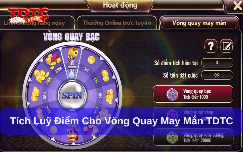Vòng quay may mắn Thiên Đường Trò Chơi - Mới cập nhật 2025 8 Tích lũy điểm để tham gia vòng quay may mắn