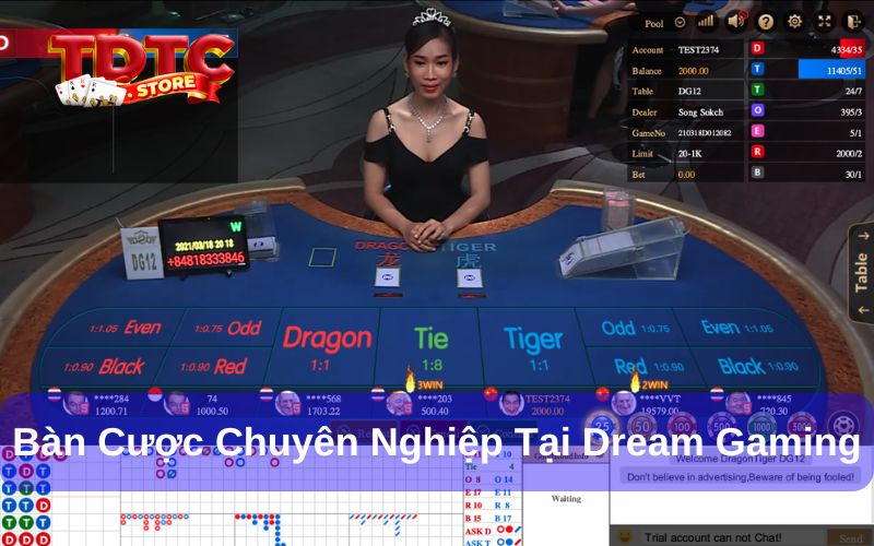Dream Gaming - Sảnh Cược Trực Tuyến Hàng Đầu Châu Á 8 Bàn cược chuyên nghiệp được cung cấp bởi nhà phát hành DG